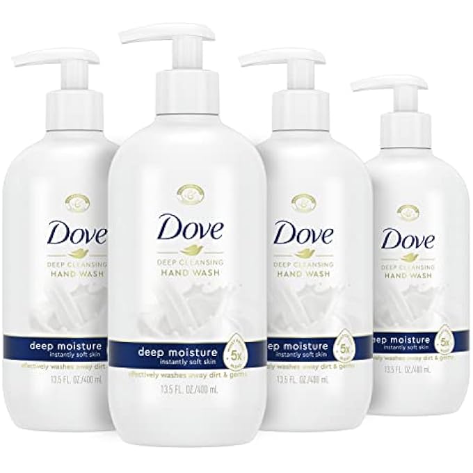 Dove DEEP MOISTURE HAND WASH FOR CLEAN AND SOFTER HANDS CLEANSER THAT WASHES AWAY DIRT 13.5 OZ 4 COUNT - Image 1